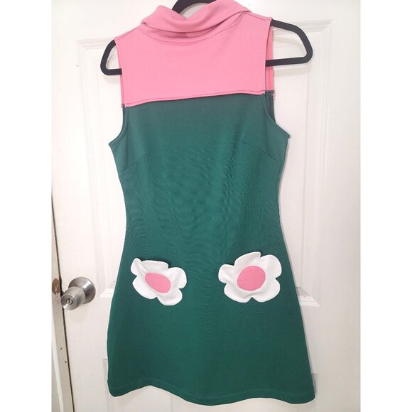 Smak Parlour Collection Retro-Inspired Green & Pink Sleeveless Dress Floral Acce - Picture 3 of 10